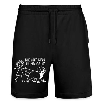 Berner Sennenhund Spruch Hundehalterin Humor - Stanley/Stella Unisex Bio Joggingshorts Trainer  - Schwarz - Vorne - Nik (191cm) & Marisol (170cm)
