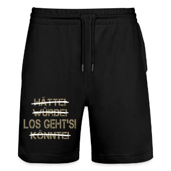 J’aurais pu commencer, motivation en disant - Short de jogging bio TRAINER Stanley/Stella unisexe - noir - Devant - Nik (191cm) & Marisol (170cm)