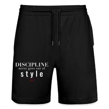 La discipline ne se démode jamais - Short de jogging bio TRAINER Stanley/Stella unisexe - noir - Devant - Nik (191cm) & Marisol (170cm)