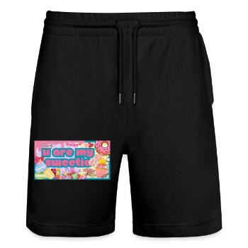 Tu es mon chéri - Short de jogging bio TRAINER Stanley/Stella unisexe - noir - Devant - Nik (191cm) & Marisol (170cm)