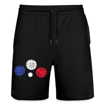 Boccia and Petanque Graphic Boccia Balls Tricolor - Stanley/Stella Trainer Unisex Organic Jogging Shorts - black - Front - Nik (191cm) & Marisol (170cm)