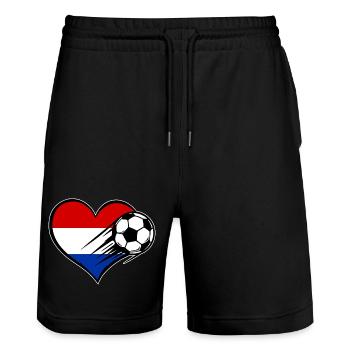 Drapeau des Pays-Bas Fussball_mit_Herz - Short de jogging bio TRAINER Stanley/Stella unisexe - noir - Devant - Nik (191cm) & Marisol (170cm)