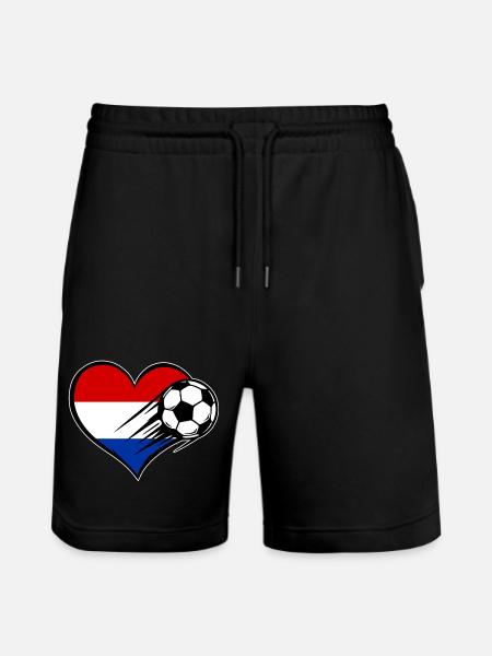 Holland Flag Fussball_mit_Herz - Stanley/Stella Trainer Unisex Organic Jogging Shorts - black