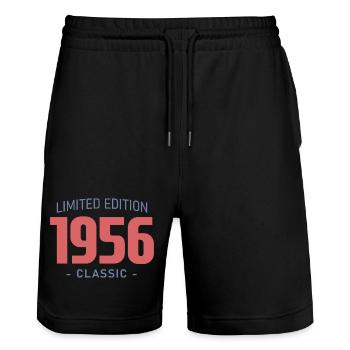 T-Shirt 70 Ans 1956 Humour Drôle - Short de jogging bio TRAINER Stanley/Stella unisexe - noir - Devant - Nik (191cm) & Marisol (170cm)