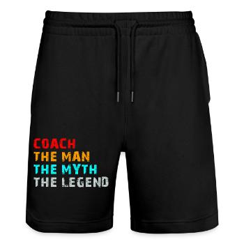 Coach The Man The Myth The Legend Funny Gift - Stanley/Stella Unisex Bio Joggingshorts Trainer  - Schwarz - Vorne - Nik (191cm) & Marisol (170cm)