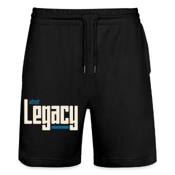 Adopt Legacy Retro Typografie - Stanley/Stella Unisex Bio Joggingshorts Trainer  - Schwarz - Vorne - Nik (191cm) & Marisol (170cm)