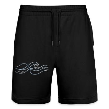 Sailboat in the sound of the waves - Stanley/Stella Trainer Unisex Organic Jogging Shorts - black - Front - Nik (191cm) & Marisol (170cm)