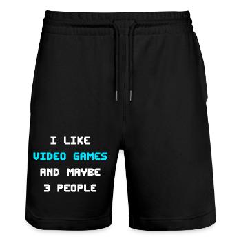 I Like Video Games And Maybe 3 People Videospiele - Stanley/Stella Trainer Unisex Organic Jogging Shorts - black - Front - Nik (191cm) & Marisol (170cm)