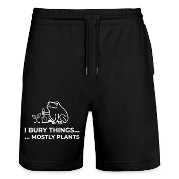 Frosch-Garten-Humor-Pflanzenfrosch - Stanley/Stella Unisex Bio Joggingshorts Trainer  - Schwarz - Vorne - Nik (191cm) & Marisol (170cm)