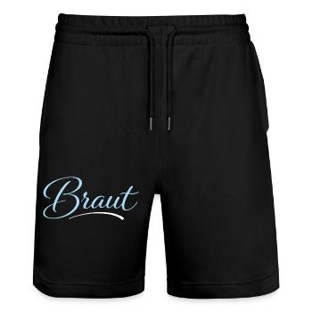 Braut - Stanley/Stella Unisex Bio Joggingshorts Trainer  - Schwarz - Vorne - Nik (191cm) & Marisol (170cm)