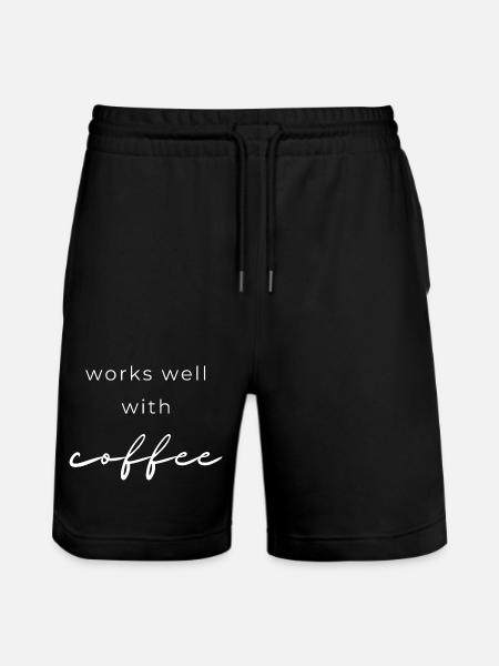 Works Well With Coffee - Stanley/Stella Trainer Unisex Organic Jogging Shorts - black