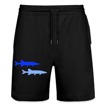 hecht_fisch_2- - Stanley/Stella Unisex Bio Joggingshorts Trainer  - Schwarz - Vorne - Nik (191cm) & Marisol (170cm)