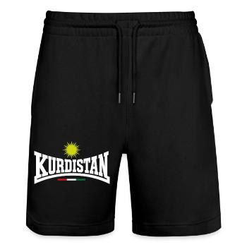 Welat Xweş - Heimatliebe - Stanley/Stella Unisex Bio Joggingshorts Trainer  - Schwarz - Vorne - Nik (191cm) & Marisol (170cm)