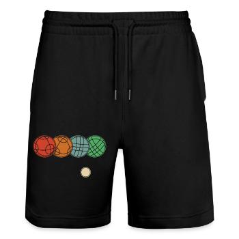 Boccia and Petanque Graphic Boccia Balls - Stanley/Stella Trainer Unisex Organic Jogging Shorts - black - Front - Nik (191cm) & Marisol (170cm)