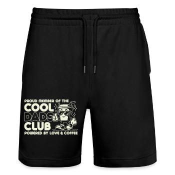 Club des papas cool - Cadeau de fête des pères papa papa - Short de jogging bio TRAINER Stanley/Stella unisexe - noir - Devant - Nik (191cm) & Marisol (170cm)