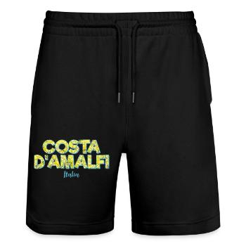 Costa d'Amalfi und Zitrone in Italien Amalfiküste - Stanley/Stella Unisex Bio Joggingshorts Trainer  - Schwarz - Vorne - Nik (191cm) & Marisol (170cm)