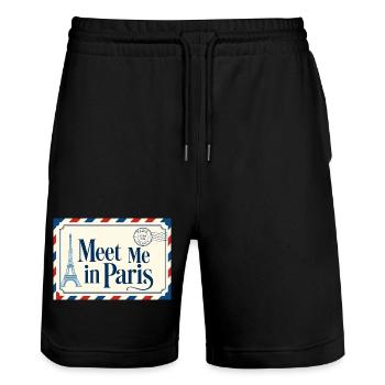 Meet Me in Paris Poster - Stanley/Stella Trainer Unisex Organic Jogging Shorts - black - Front - Nik (191cm) & Marisol (170cm)