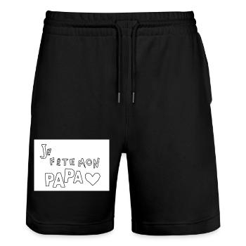 Fête Papa Dessin Ludique - Short de jogging bio TRAINER Stanley/Stella unisexe - noir - Devant - Nik (191cm) & Marisol (170cm)