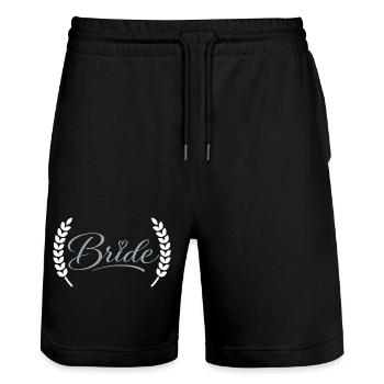 Bride - Stanley/Stella Trainer Unisex Organic Jogging Shorts - black - Front - Nik (191cm) & Marisol (170cm)