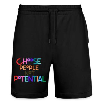 Choosing people not potential - Stanley/Stella Trainer Unisex Organic Jogging Shorts - black - Front - Nik (191cm) & Marisol (170cm)