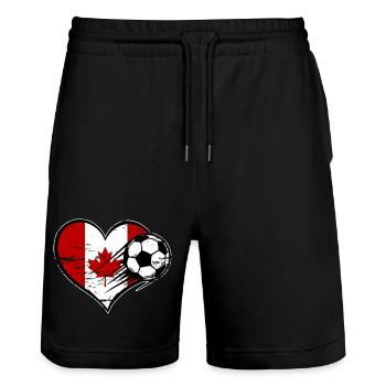 Canada Flag Soccer avec Cœur - Short de jogging bio TRAINER Stanley/Stella unisexe - noir - Devant - Nik (191cm) & Marisol (170cm)
