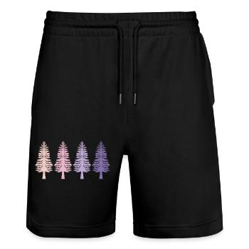 Arbres Retro Forêt Conservation de la nature - Short de jogging bio TRAINER Stanley/Stella unisexe - noir - Devant - Nik (191cm) & Marisol (170cm)