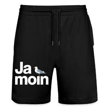 Ja Moin Norddeutschland Hamburg Gamer Meme Moin - Stanley/Stella Unisex Bio Joggingshorts Trainer  - Schwarz - Vorne - Nik (191cm) & Marisol (170cm)