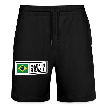Brazil - Stanley/Stella Trainer Unisex Organic Jogging Shorts - black - Front - Nik (191cm) & Marisol (170cm)