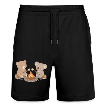 Bear and koala at the campfire with marshmallows - Stanley/Stella Trainer Unisex Organic Jogging Shorts - black - Front - Nik (191cm) & Marisol (170cm)