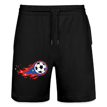 Maillot de fan de Football Soccer USA Fireball Comet - Short de jogging bio TRAINER Stanley/Stella unisexe - noir - Devant - Nik (191cm) & Marisol (170cm)