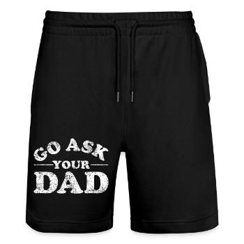go ask your dad - Stanley/Stella Trainer Unisex Organic Jogging Shorts - black - Front - Nik (191cm) & Marisol (170cm)