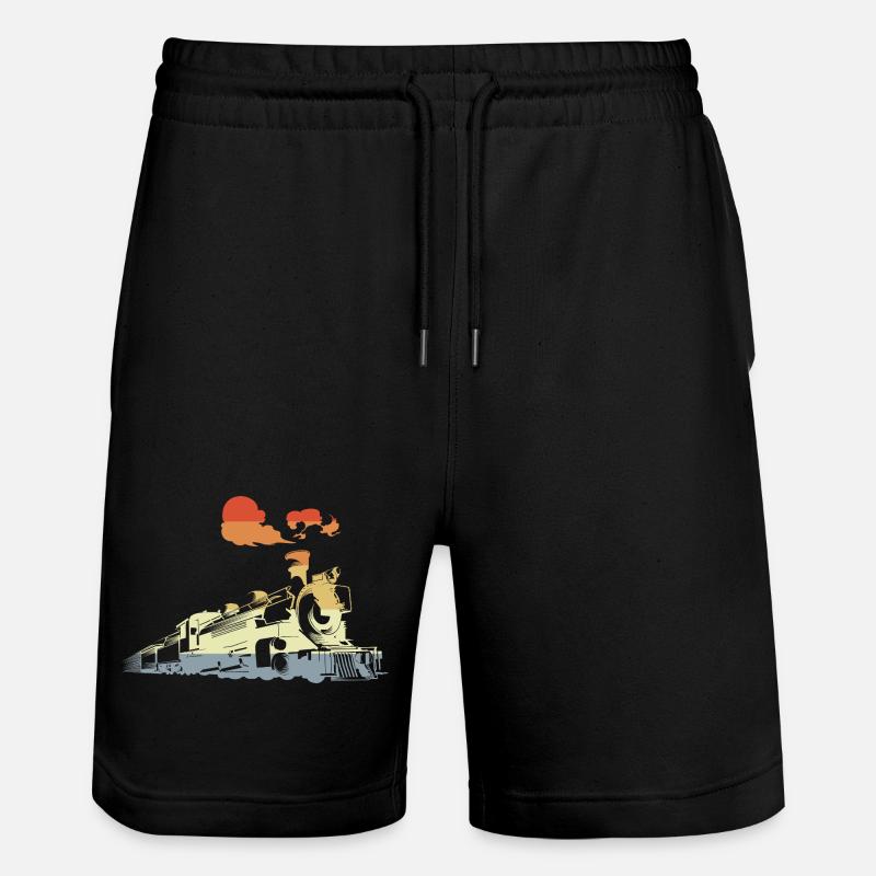 Oldtimer Dampfzug - Stanley/Stella Unisex Bio Joggingshorts Trainer - Schwarz