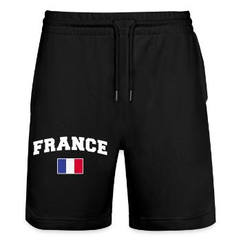 Frankreich Fan - Stanley/Stella Unisex Bio Joggingshorts Trainer  - Schwarz - Vorne - Nik (191cm) & Marisol (170cm)