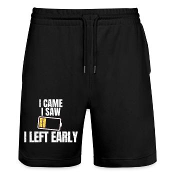 I Came I Saw Funny Introvert Social Battery Vibe - Stanley/Stella Trainer Unisex Organic Jogging Shorts - black - Front - Nik (191cm) & Marisol (170cm)
