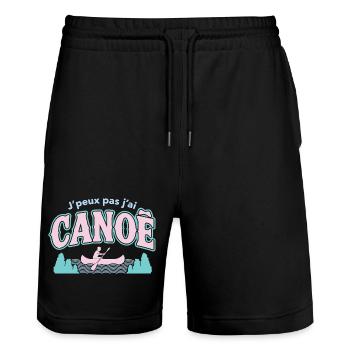 J'peux pas j'ai CANOE - Short de jogging bio TRAINER Stanley/Stella unisexe - noir - Devant - Nik (191cm) & Marisol (170cm)