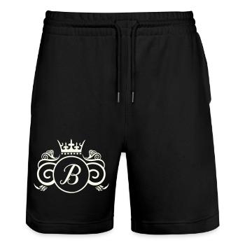 Monogramme Royal B - Short de jogging bio TRAINER Stanley/Stella unisexe - noir - Devant - Nik (191cm) & Marisol (170cm)