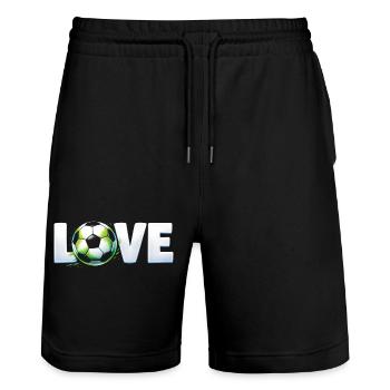 Amour du football Design balle rond - Short de jogging bio TRAINER Stanley/Stella unisexe - noir - Devant - Nik (191cm) & Marisol (170cm)