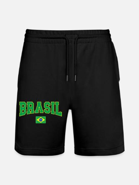 Brasil Block Letters with Flag - Stanley/Stella Trainer Unisex Organic Jogging Shorts - black