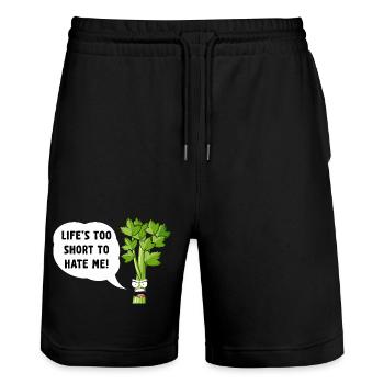 Celery Snark: Life's Too Short to Hate - Stanley/Stella Trainer Unisex Organic Jogging Shorts - black - Front - Nik (191cm) & Marisol (170cm)