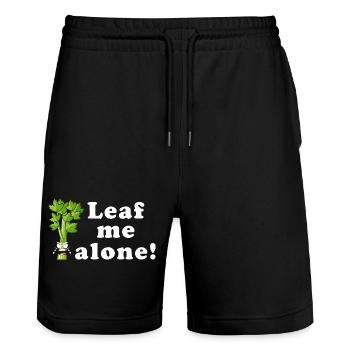 Leaf Me Alone Celery Pun Tee - Stanley/Stella Trainer Unisex Organic Jogging Shorts - black - Front - Nik (191cm) & Marisol (170cm)