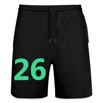 26 - Stanley/Stella Unisex Bio Joggingshorts Trainer  - Schwarz - Vorne - Nik (191cm) & Marisol (170cm)