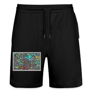 YesTraces of life - Stanley/Stella Trainer Unisex Organic Jogging Shorts - black - Front - Nik (191cm) & Marisol (170cm)