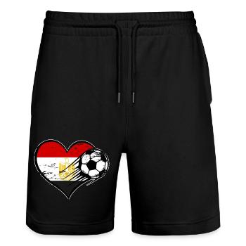 Ägypten Flagge Fußball mit Herz used - Stanley/Stella Unisex Bio Joggingshorts Trainer  - Schwarz - Vorne - Nik (191cm) & Marisol (170cm)