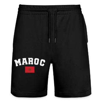 Maroc drapeau L'Équipe du Maroc - Short de jogging bio TRAINER Stanley/Stella unisexe - noir - Devant - Nik (191cm) & Marisol (170cm)