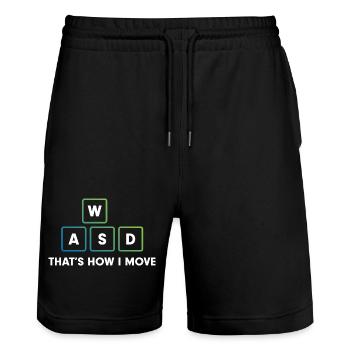WASD Bewegungskunst - Stanley/Stella Unisex Bio Joggingshorts Trainer  - Schwarz - Vorne - Nik (191cm) & Marisol (170cm)