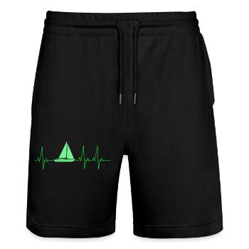 Sailboat Heartbeat Sailing Sailing - Stanley/Stella Trainer Unisex Organic Jogging Shorts - black - Front - Nik (191cm) & Marisol (170cm)