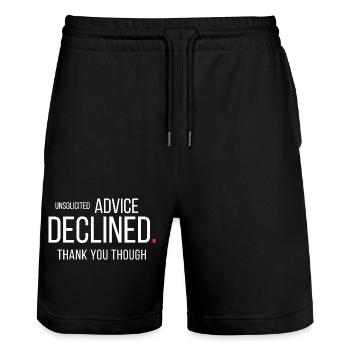 Unsolicited Advice Declined Funny Introvert - Stanley/Stella Trainer Unisex Organic Jogging Shorts - black - Front - Nik (191cm) & Marisol (170cm)