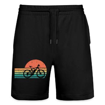 Retro Sunset Ebike Silhouette - Stanley/Stella Unisex Bio Joggingshorts Trainer  - Schwarz - Vorne - Nik (191cm) & Marisol (170cm)
