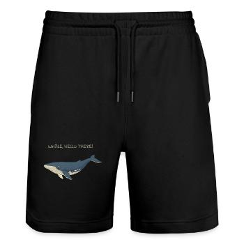 Whale Hello There Funny Marine Animal Pun - Stanley/Stella Trainer Unisex Organic Jogging Shorts - black - Front - Nik (191cm) & Marisol (170cm)