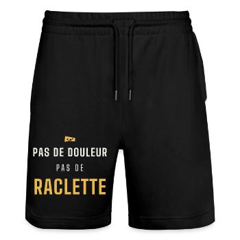 Pas de douleur pas de raclette - Short de jogging bio TRAINER Stanley/Stella unisexe - noir - Devant - Nik (191cm) & Marisol (170cm)